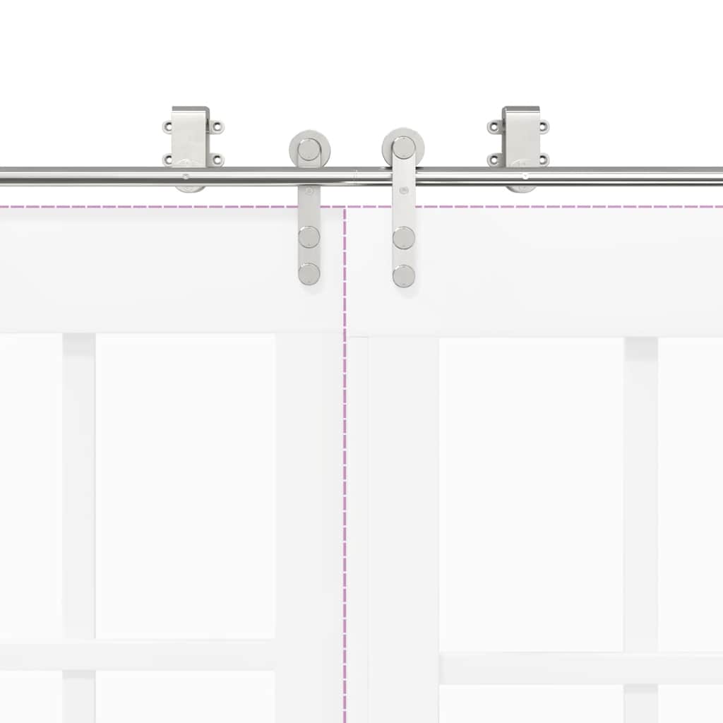 Set piese pentru ușă glisantă, argintiu, 183 cm oțel inoxidabil