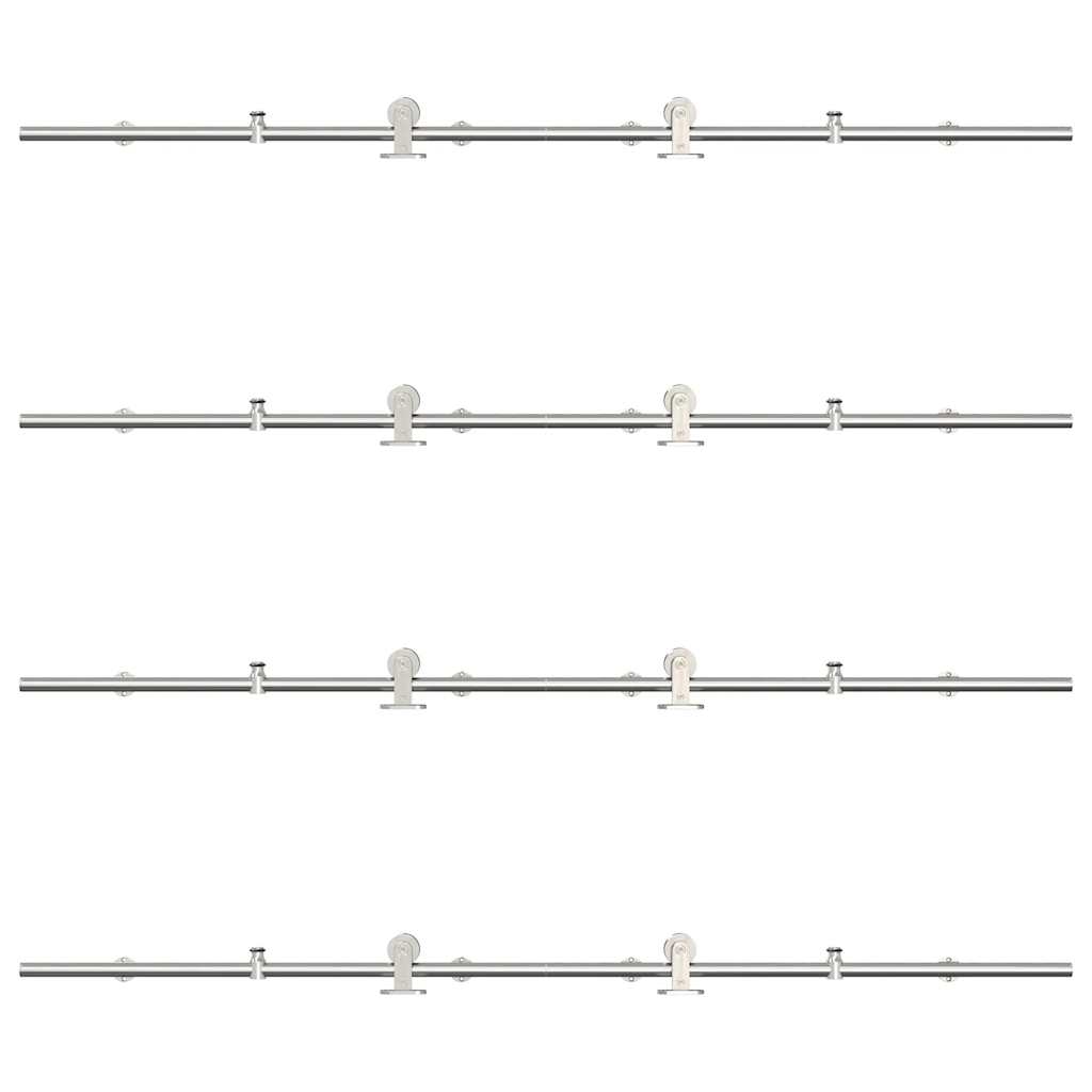 Set piese pentru ușă glisantă, argintiu, 366 cm oțel inoxidabil