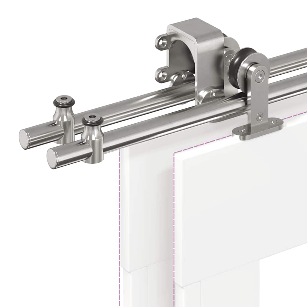 Set piese pentru ușă glisantă, argintiu, 366 cm oțel inoxidabil