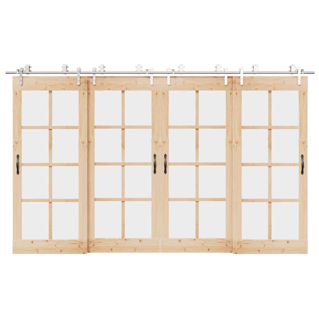 Set piese pentru ușă glisantă, argintiu, 366 cm oțel inoxidabil