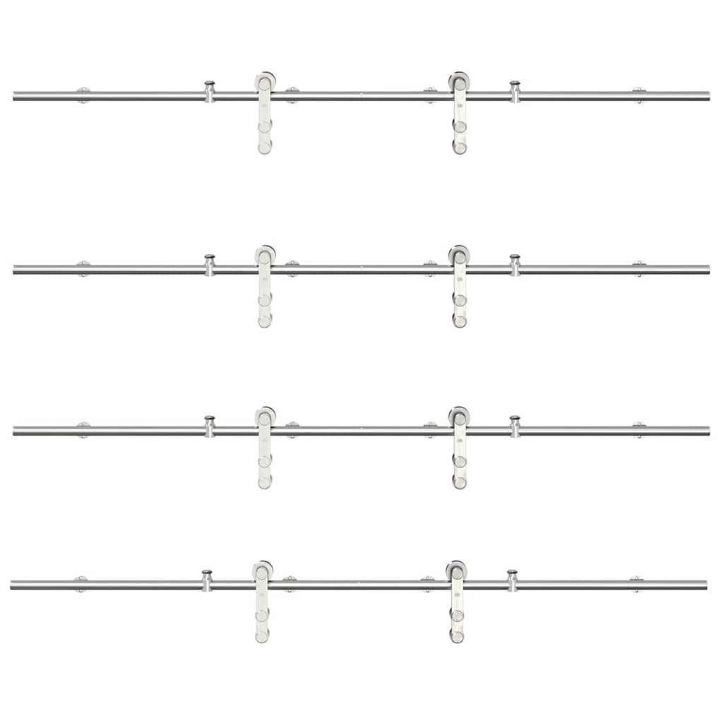 Set piese pentru ușă glisantă, argintiu, 400 cm oțel inoxidabil