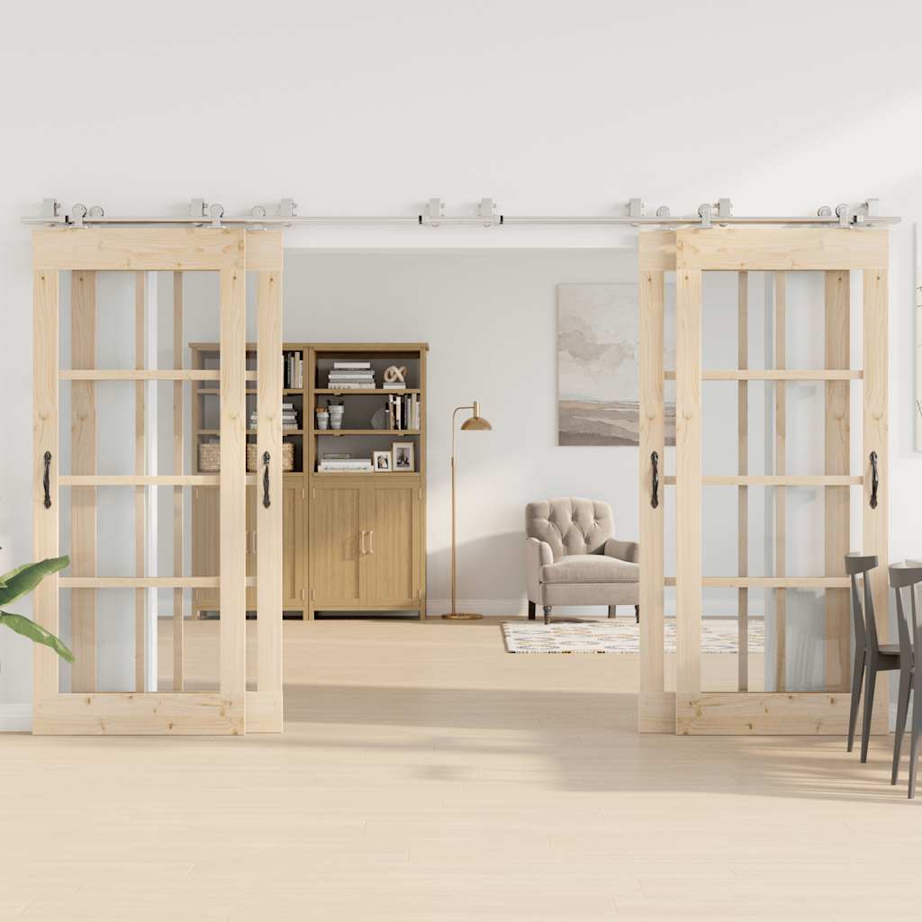 Set piese pentru ușă glisantă, argintiu, 366 cm oțel inoxidabil