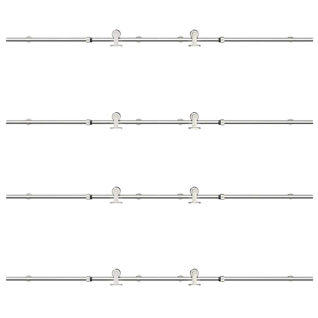 Set piese pentru ușă glisantă, argintiu, 400 cm oțel inoxidabil