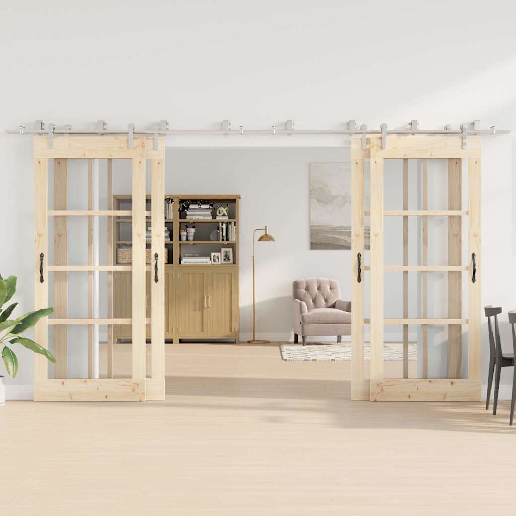 Set piese pentru ușă glisantă, argintiu, 400 cm oțel inoxidabil