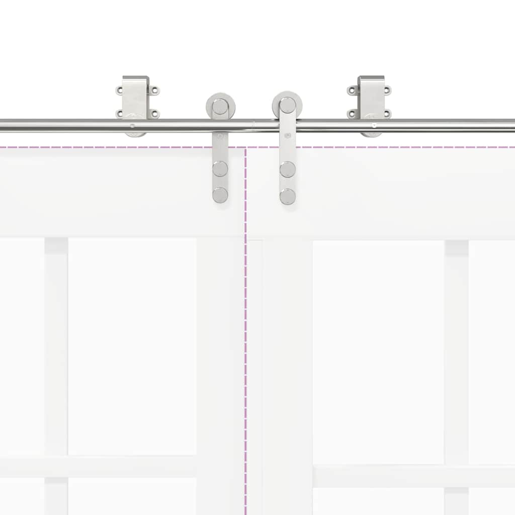Set piese pentru ușă glisantă, argintiu, 400 cm oțel inoxidabil