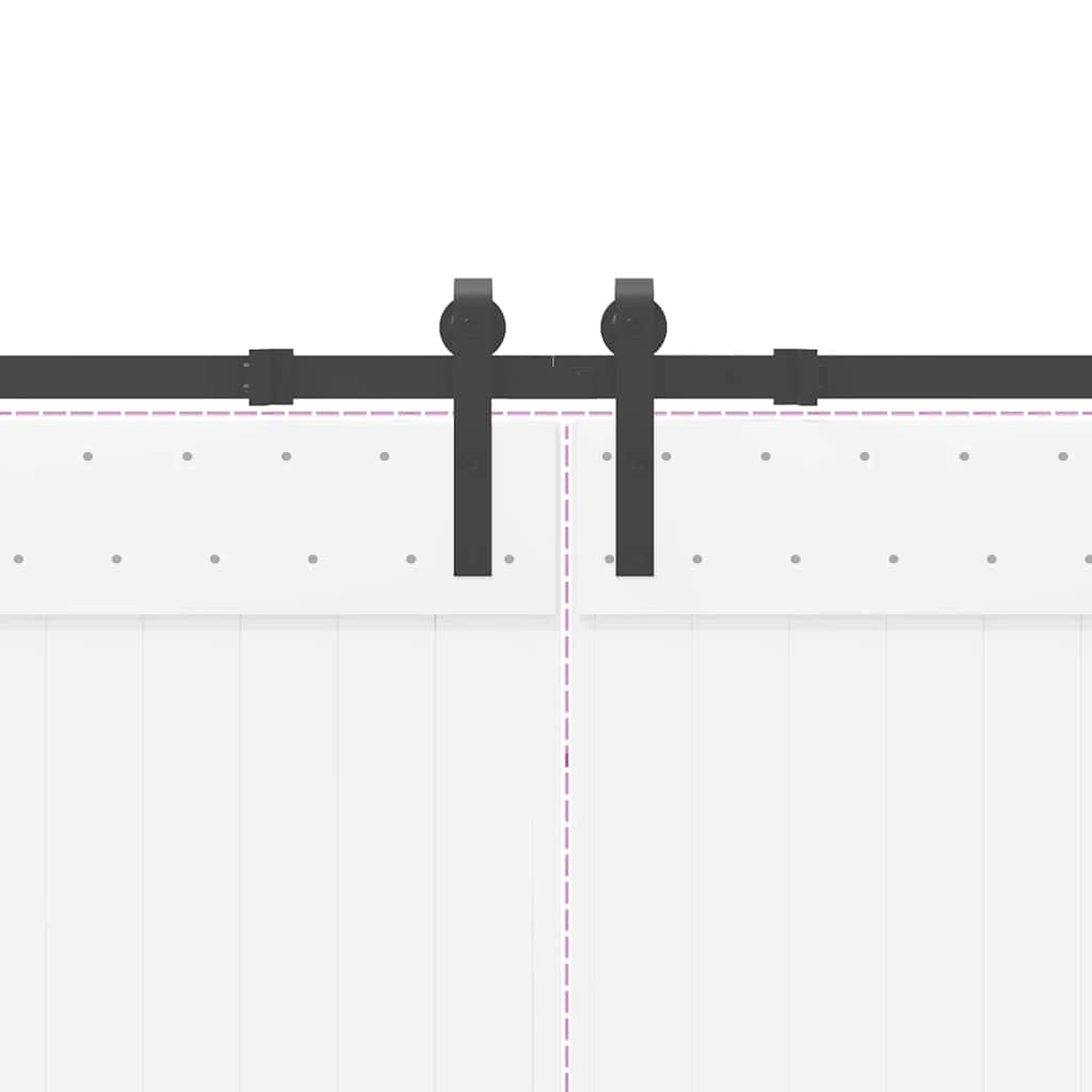 Set feronerie pentru uși glisante, negru, 305 cm, oțel