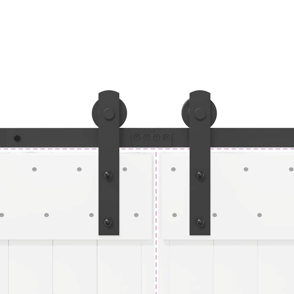 Set feronerie pentru uși glisante, negru, 366 cm, oțel