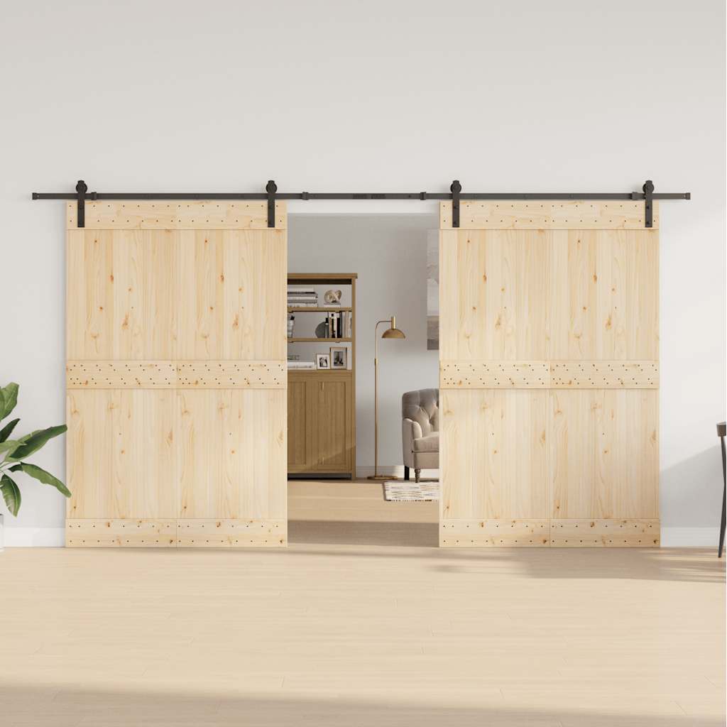 Set feronerie pentru uși glisante, negru, 400 cm, oțel