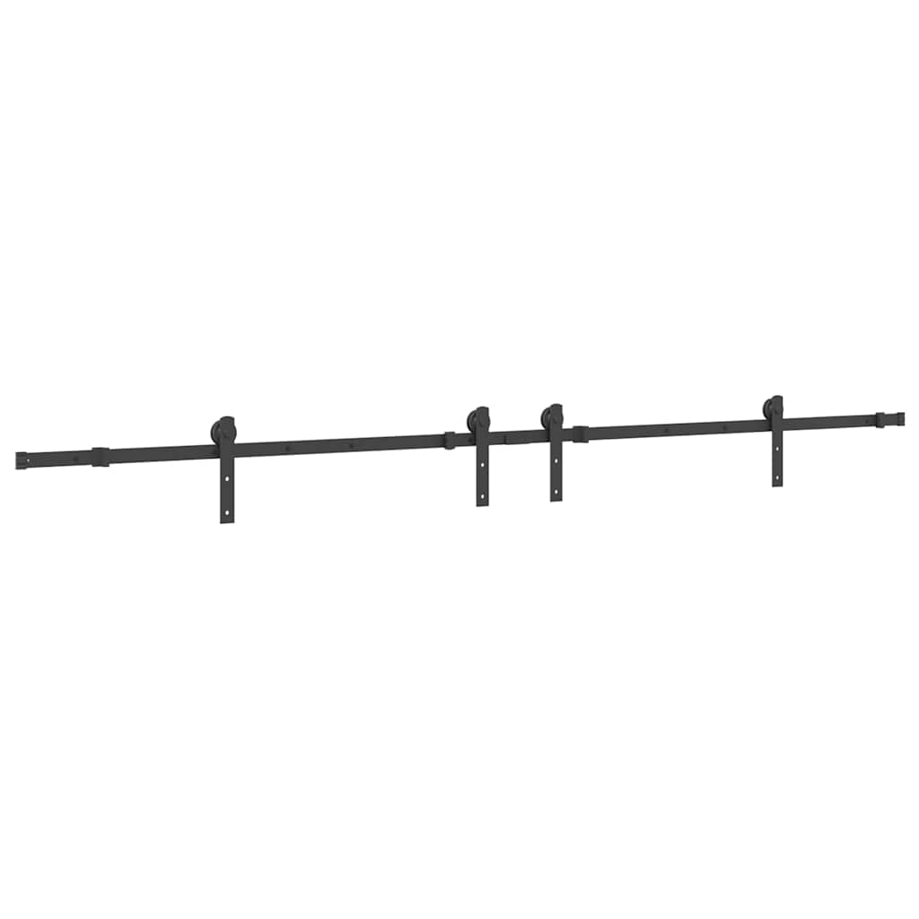 Set feronerie pentru uși glisante, negru, 427 cm, oțel