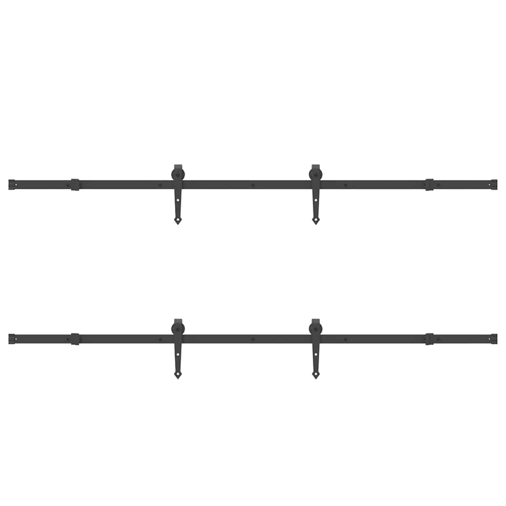 Set feronerie pentru uși glisante, negru, 427 cm, oțel