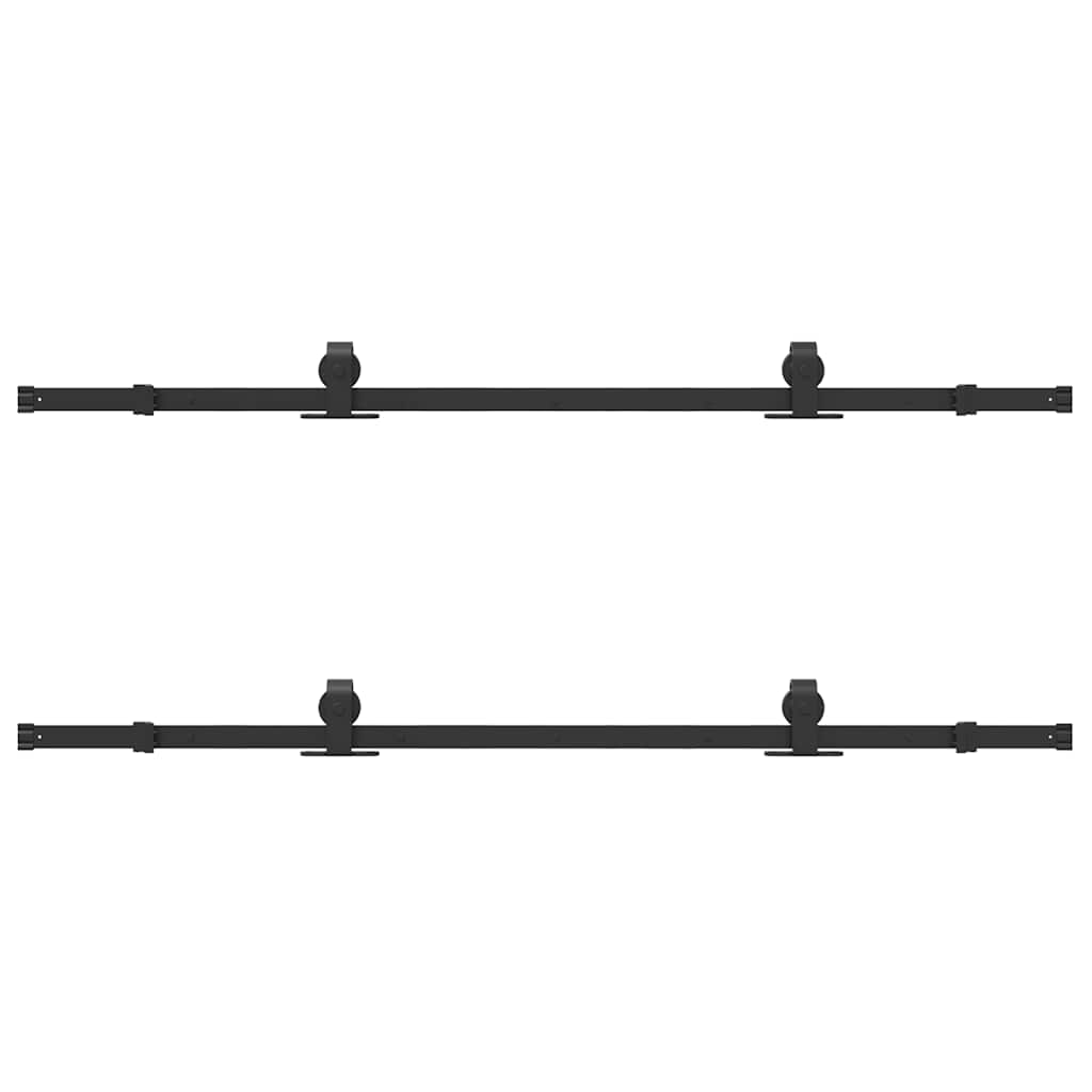Set feronerie pentru uși glisante, negru, 366 cm, oțel