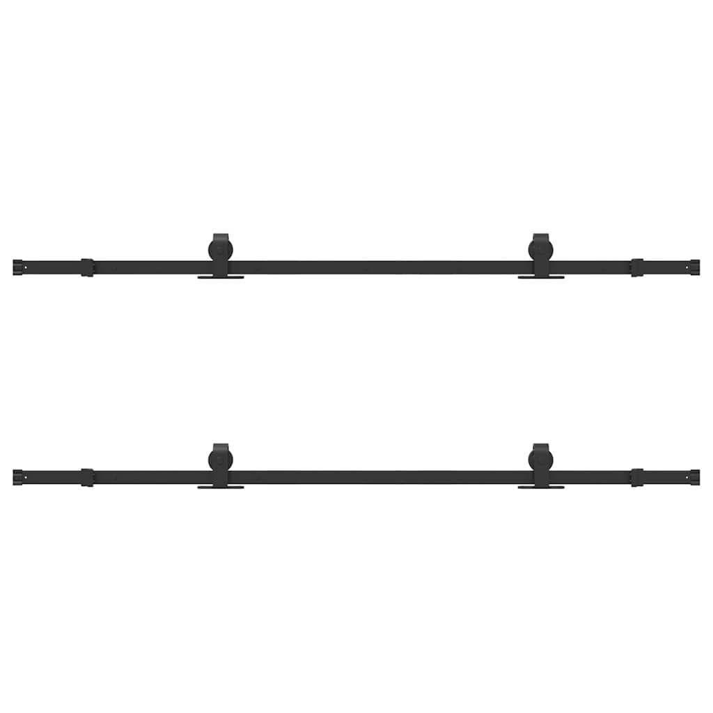 Set feronerie pentru uși glisante, negru, 400 cm, oțel