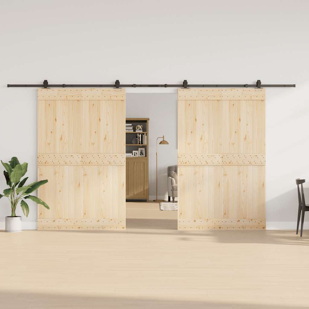 Set feronerie pentru uși glisante, negru, 427 cm, oțel