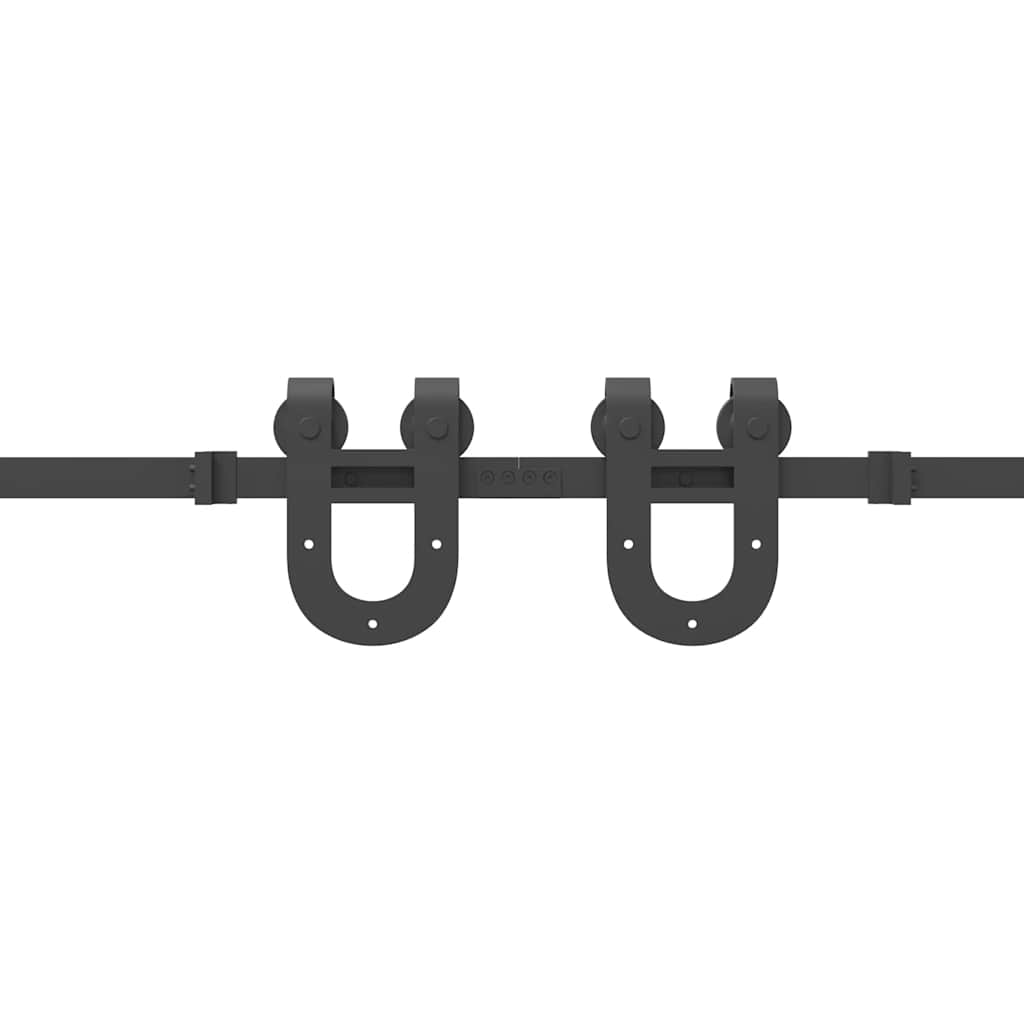 Set feronerie pentru uși glisante, negru, 366 cm, oțel