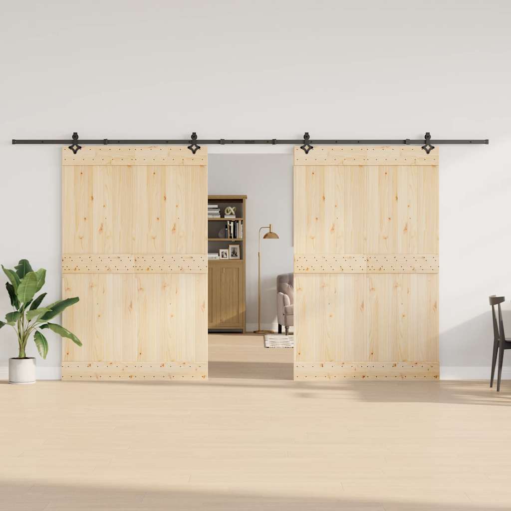 Set feronerie pentru uși glisante, negru, 427 cm, oțel