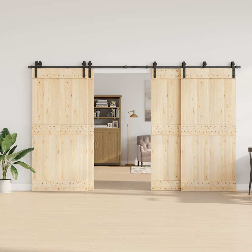 Set feronerie pentru uși glisante, negru, 366 cm, oțel