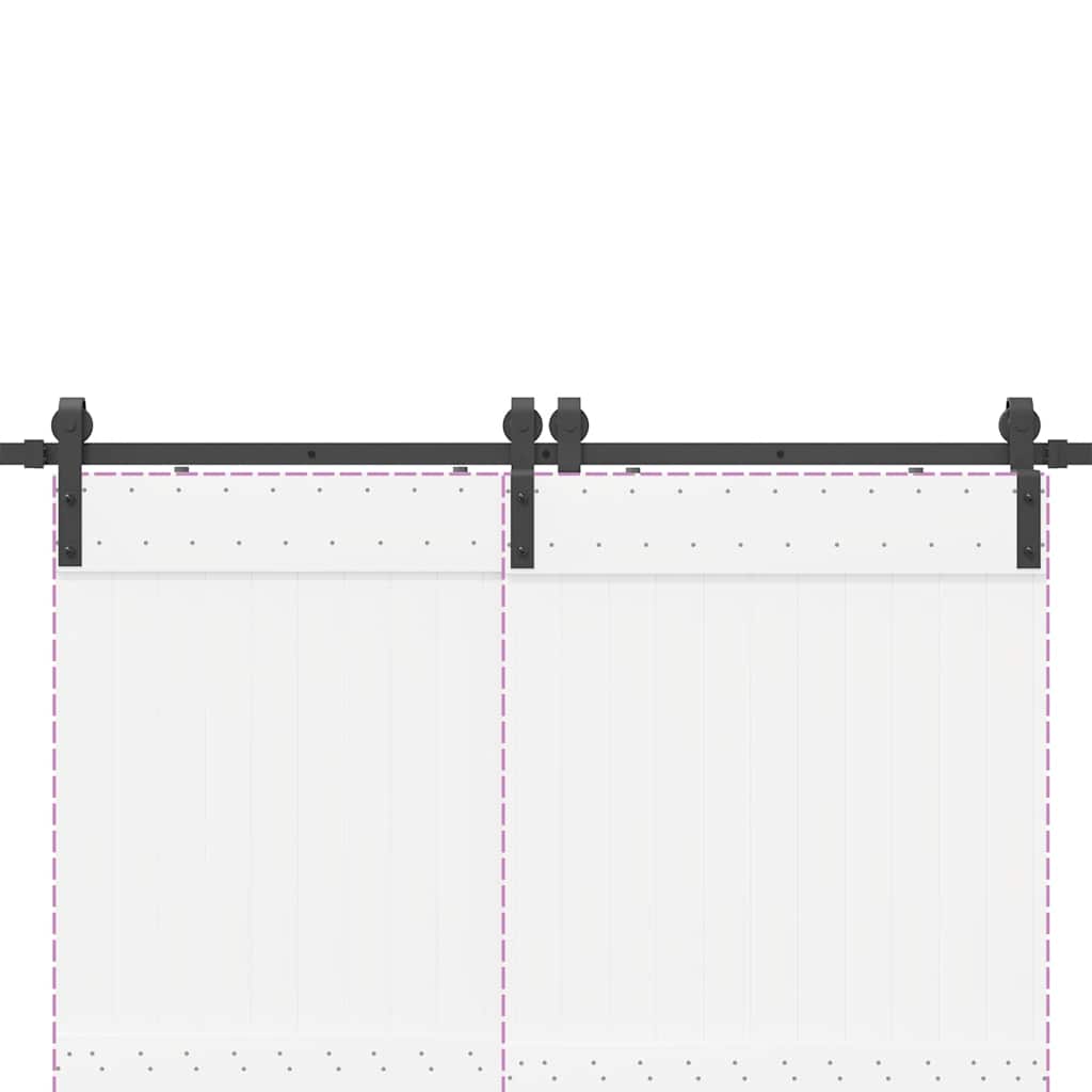 Set feronerie pentru uși glisante, negru, 366 cm, oțel