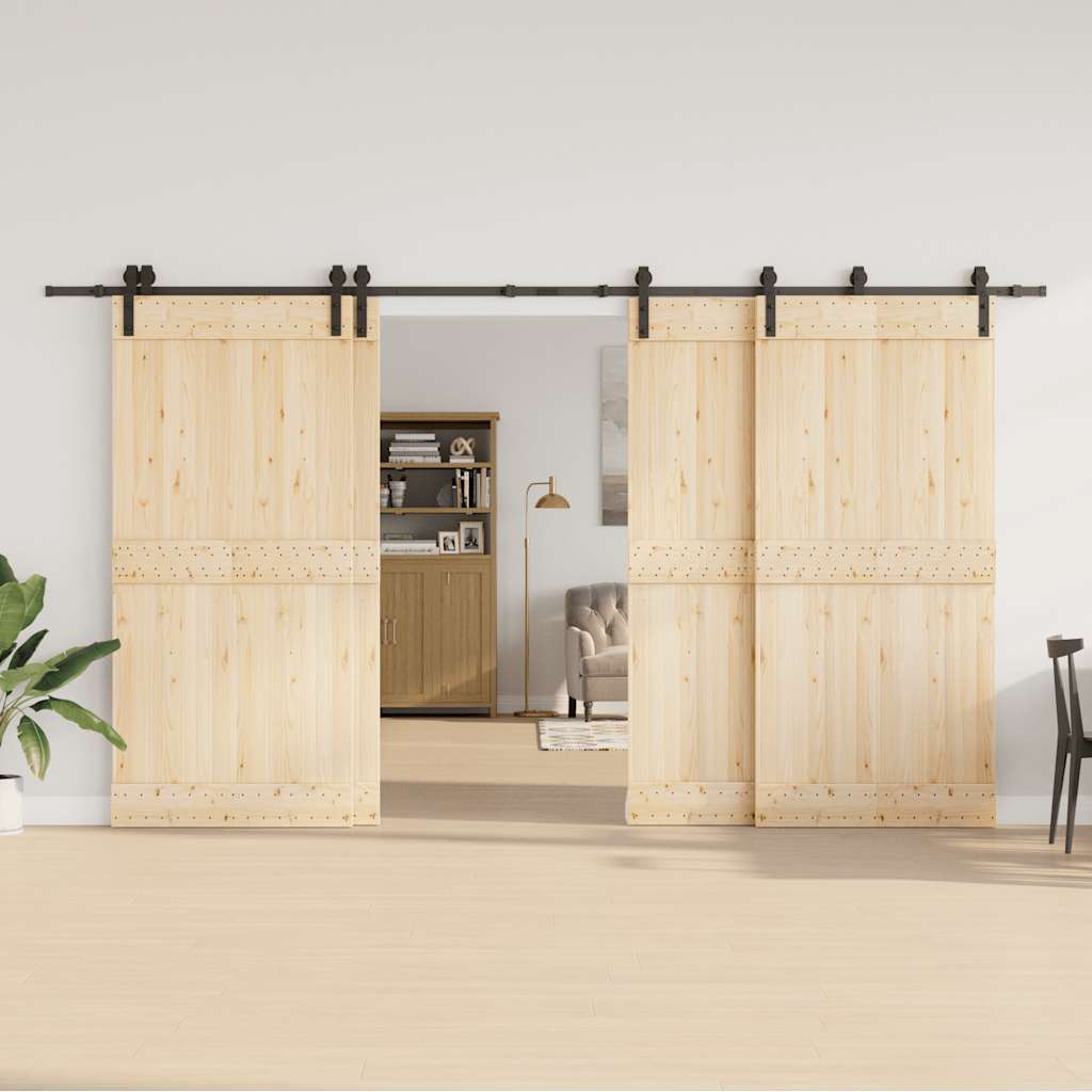 Set feronerie pentru uși glisante, negru, 400 cm, oțel