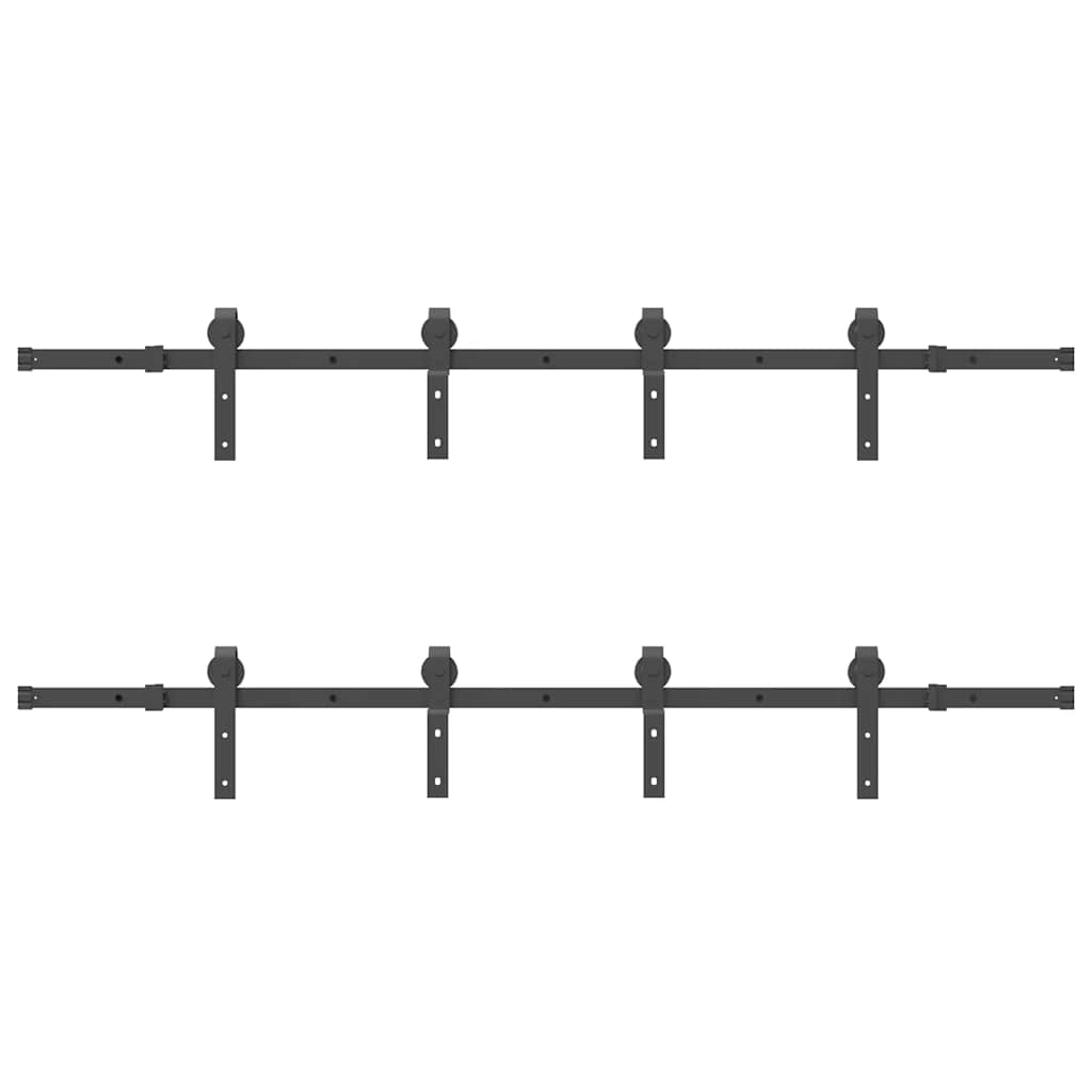 Set feronerie pentru uși glisante, negru, 400 cm, oțel