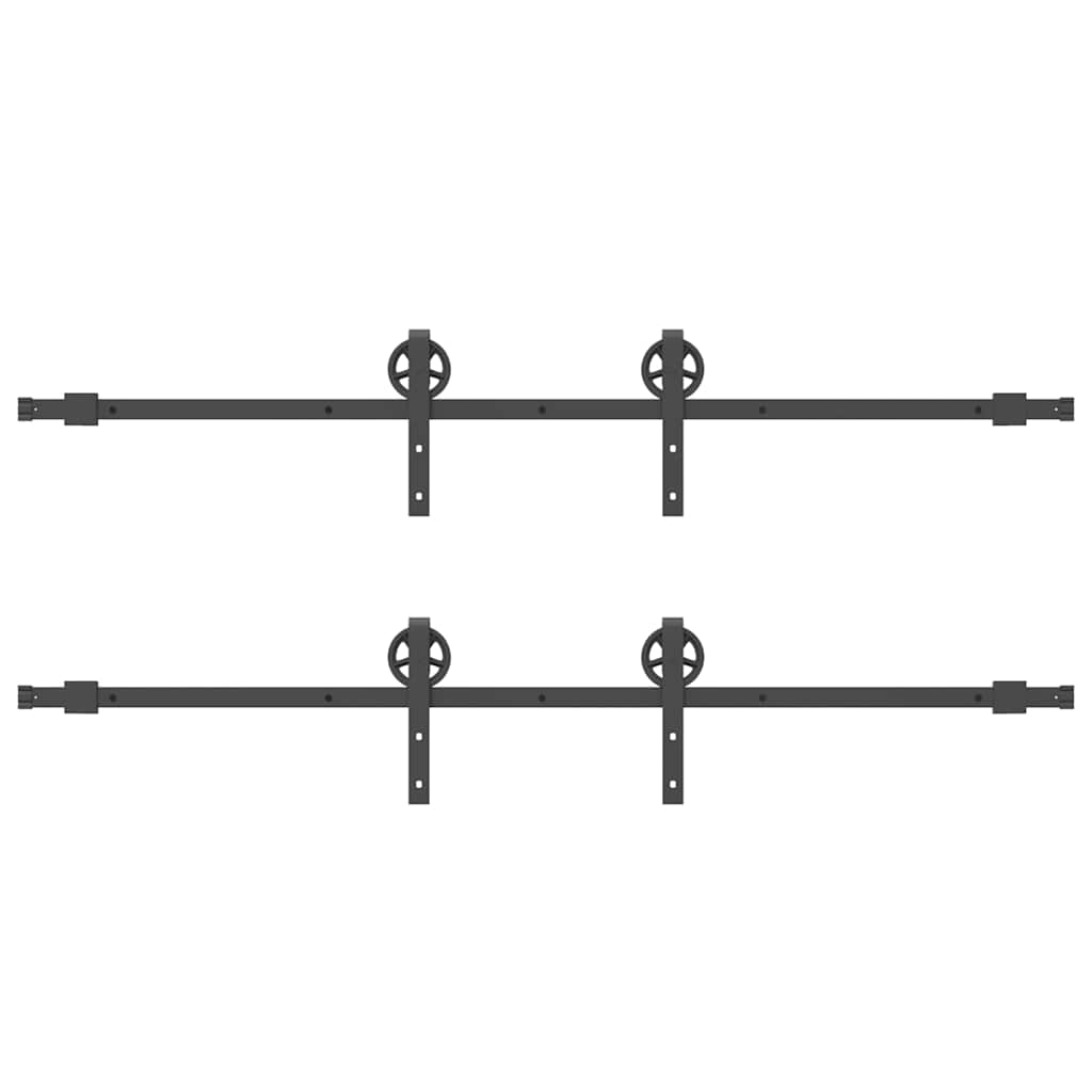 Set feronerie pentru uși glisante, negru, 400 cm, oțel
