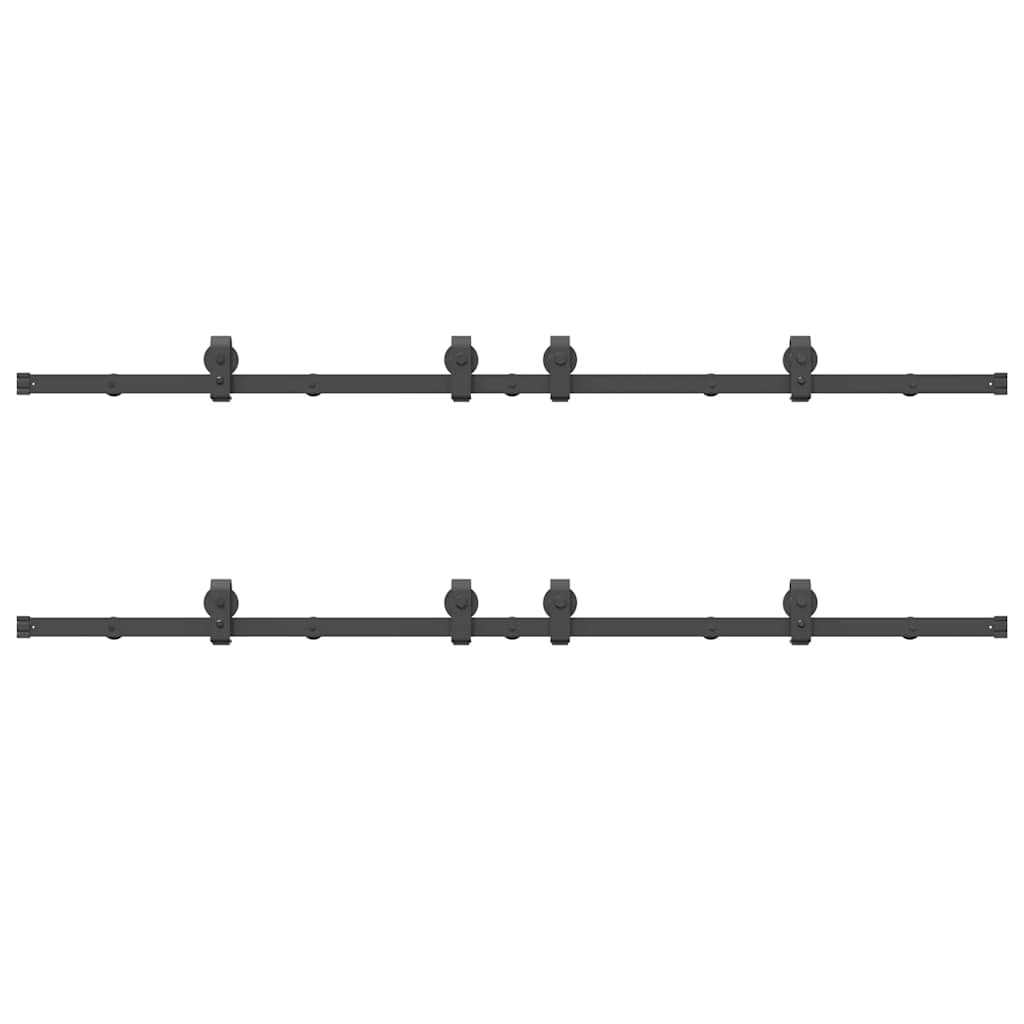 Set feronerie pentru uși glisante, negru, 366 cm, oțel