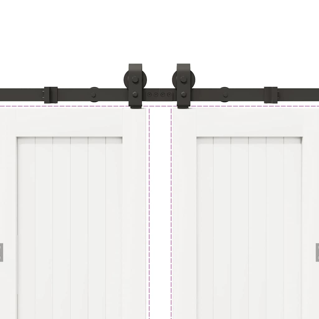 Set feronerie pentru uși glisante, negru, 366 cm, oțel