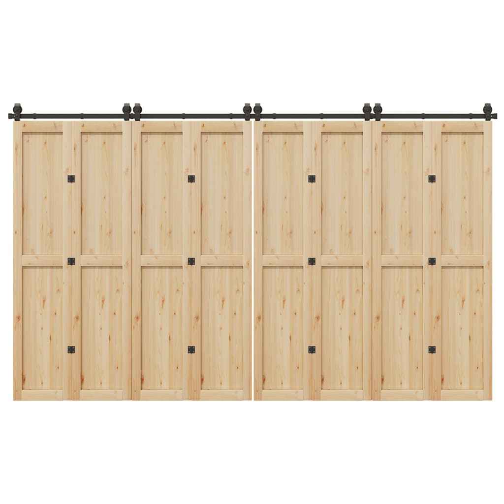 Set feronerie pentru uși glisante, negru, 366 cm, oțel