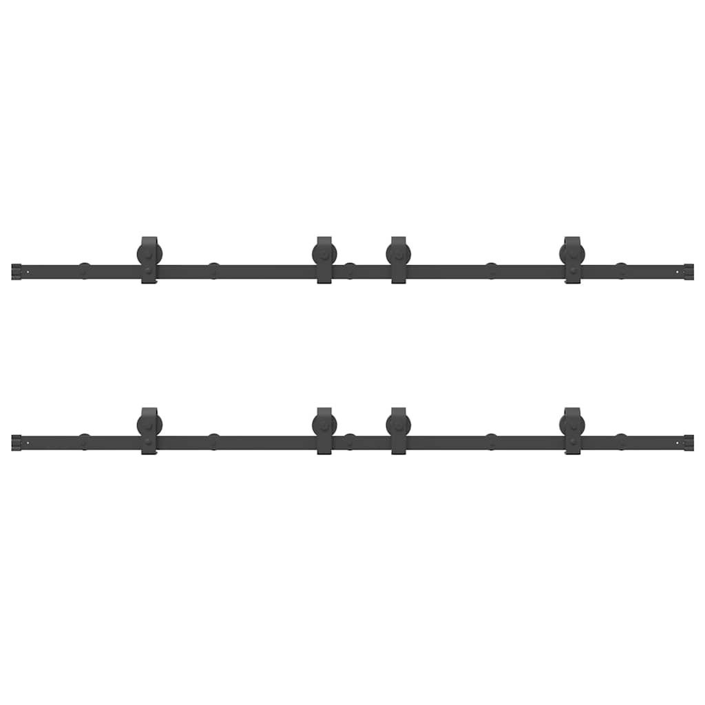 Set feronerie pentru uși glisante, negru, 400 cm, oțel