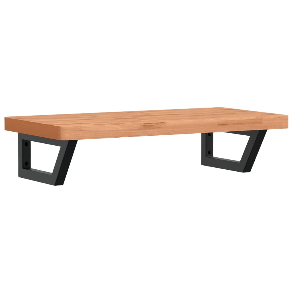 Raft pentru lavoar montat pe perete, oțel și lemn masiv fag