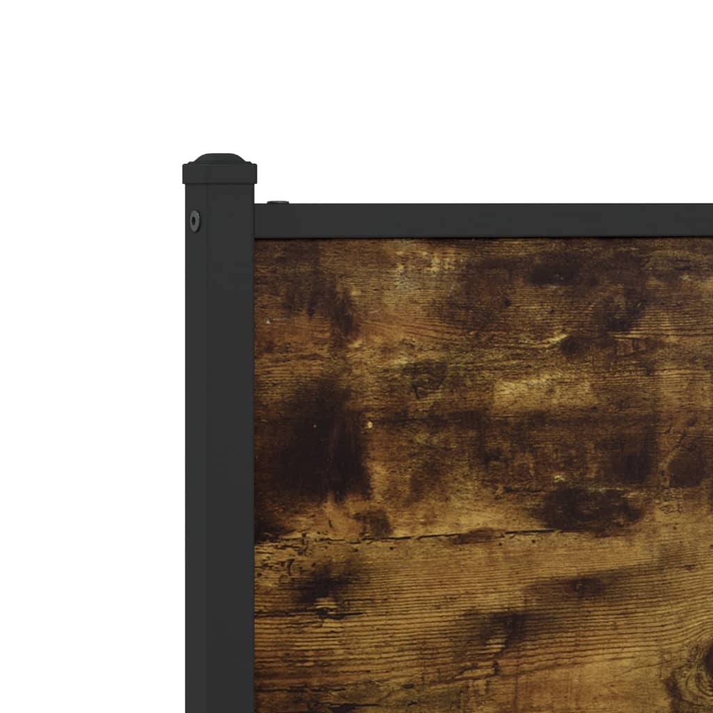 Cadru de pat metalic fără saltea, stejar fumuriu, 193x203 cm