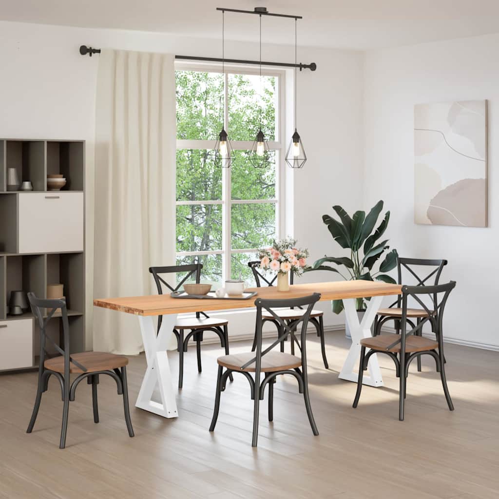 Picioare masă de sufragerie, 2 buc., alb, 60x(72-73,3) cm, oțel