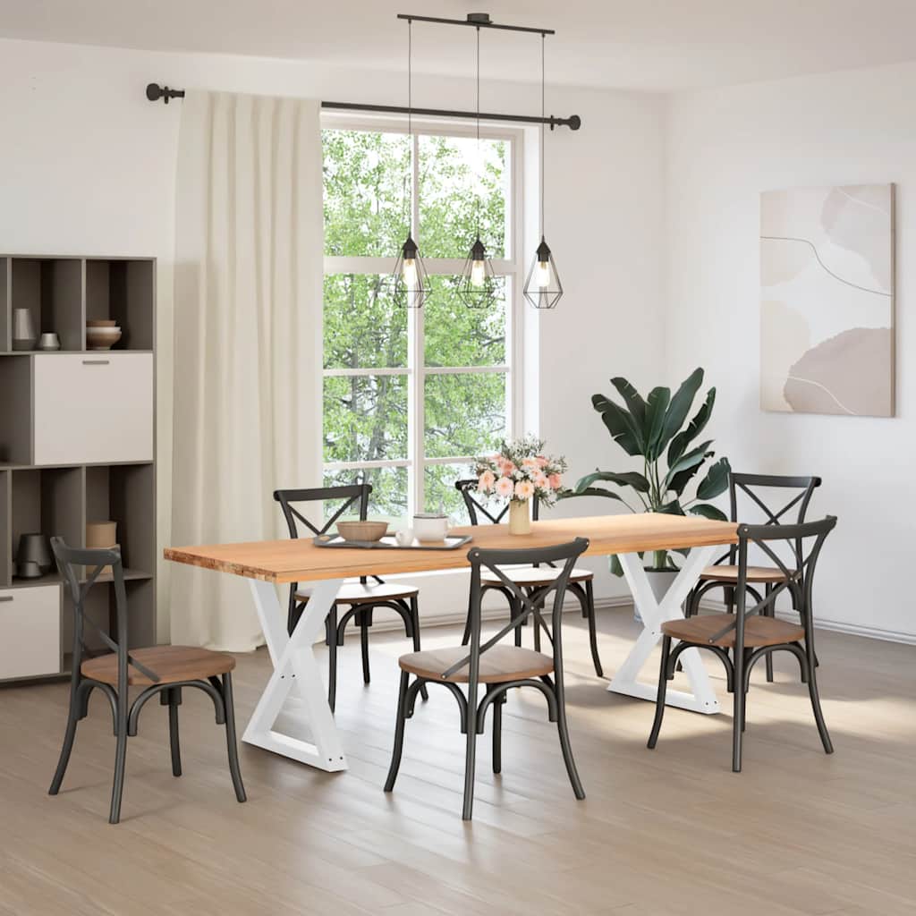 Picioare masă de sufragerie, 2 buc., alb, 70x(72-73,3) cm, oțel