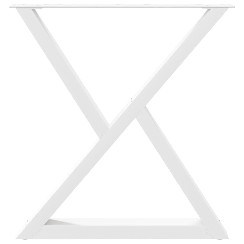 Picioare masă de sufragerie, 2 buc., alb, 70x(72-73,3) cm, oțel