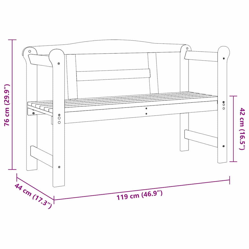 Bancă de exterior Maro 119 x 76 x 44cm Lemn masiv de pin