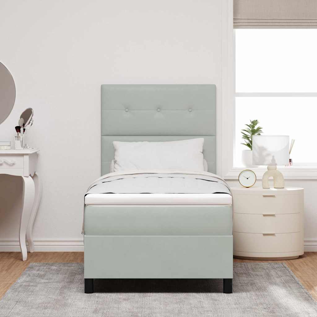 Pat cu arcuri cu saltea Gri deschis 90 x 190 cm Catifea