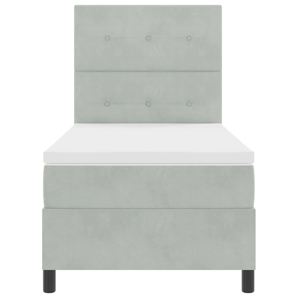 Pat cu arcuri cu saltea Gri deschis 90 x 190 cm Catifea