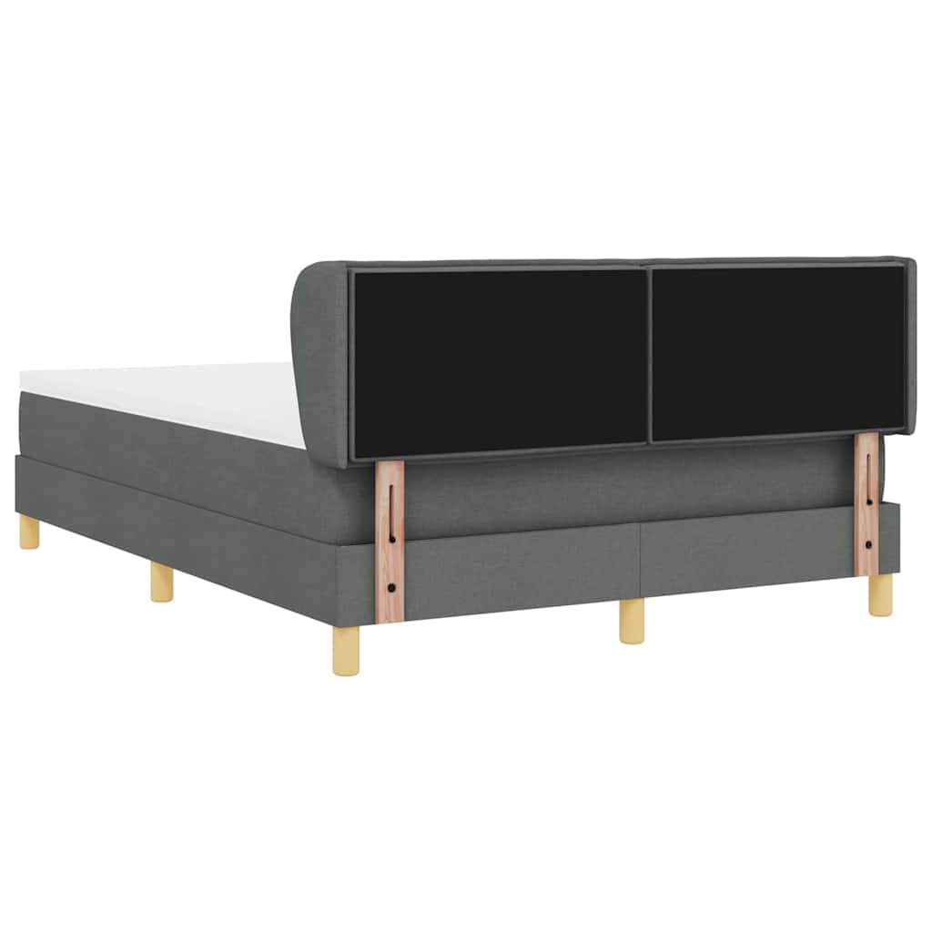 Pat cu arcuri cu saltea Gri închis 160 x 200 cm țesătură