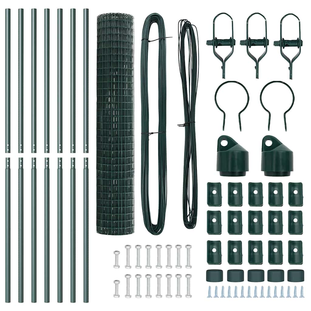 Îngrădire cu stâlpi Verde 1.5 x 10 m Oțel