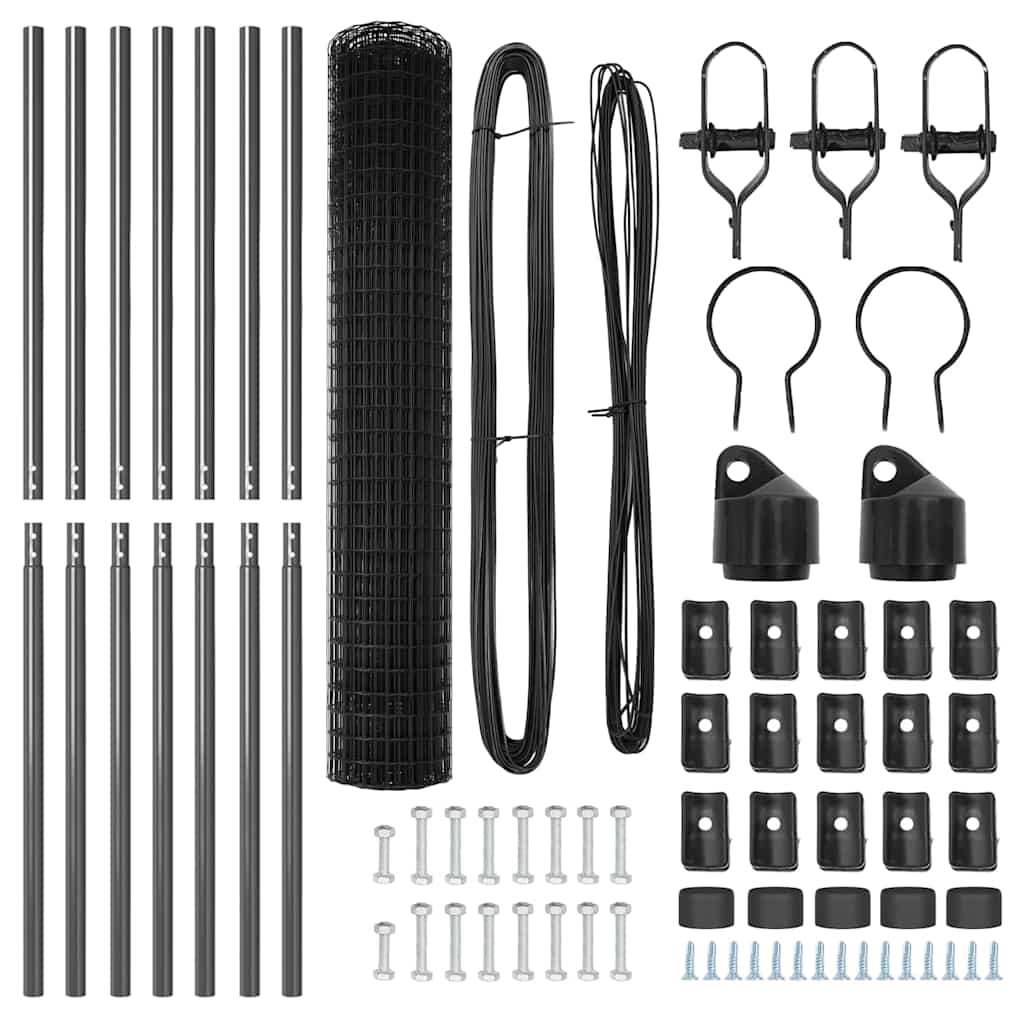 Îngrădire cu stâlpi Gri 1.6 x 10 m Oțel