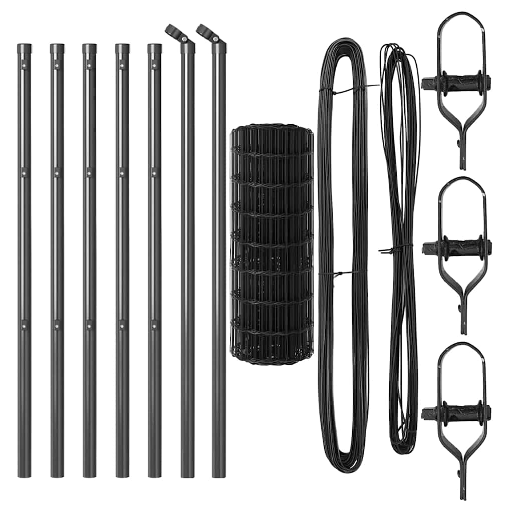 Îngrădire cu stâlpi Gri 0.4 x 10 m Oțel