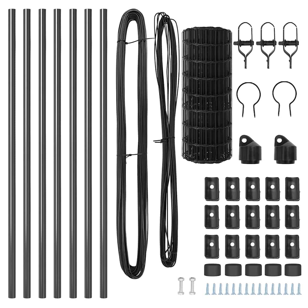 Îngrădire cu stâlpi Gri 0.4 x 10 m Oțel