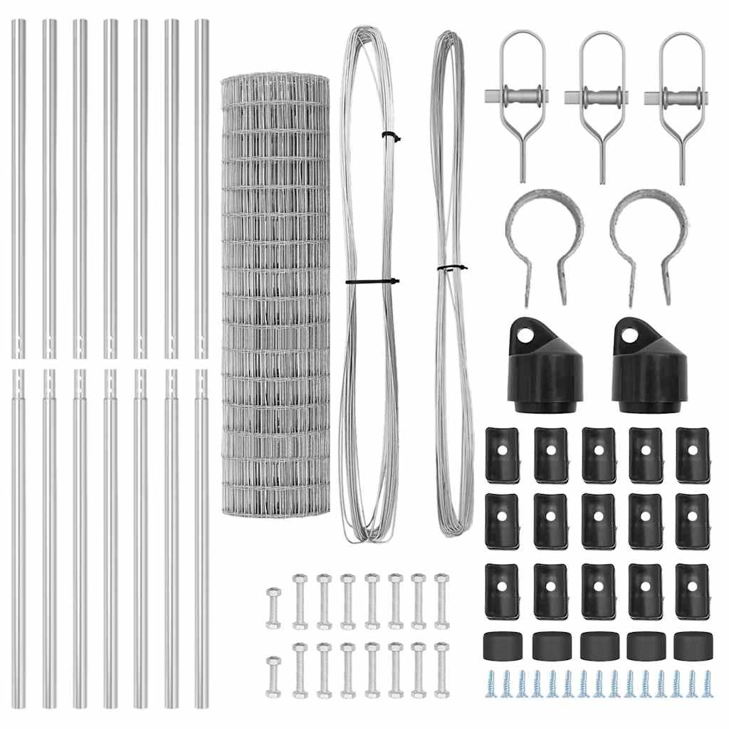 Gard cu Stâlp Argintiu 1,2 x 10 m Oțel și PVC