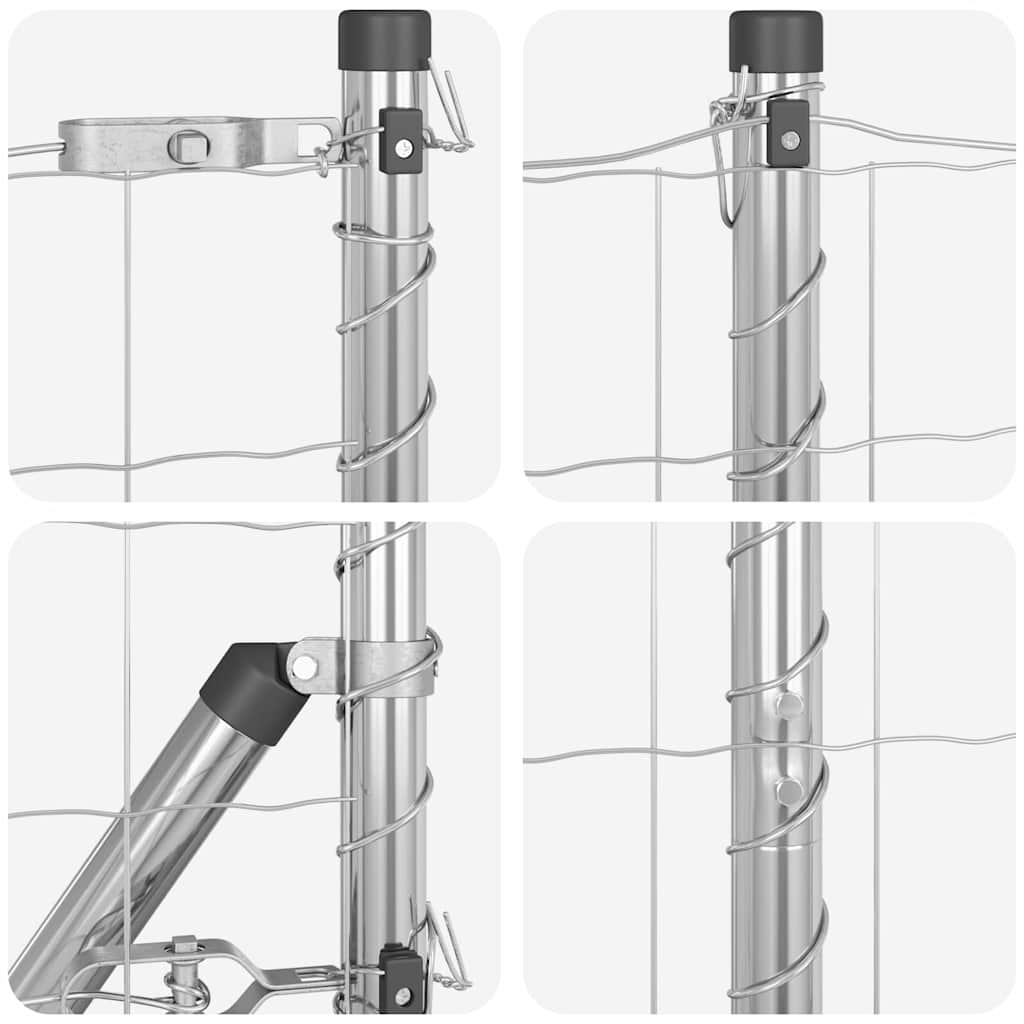 Gard cu Stâlp Argintiu 1,5 x 10 m Oțel și PVC