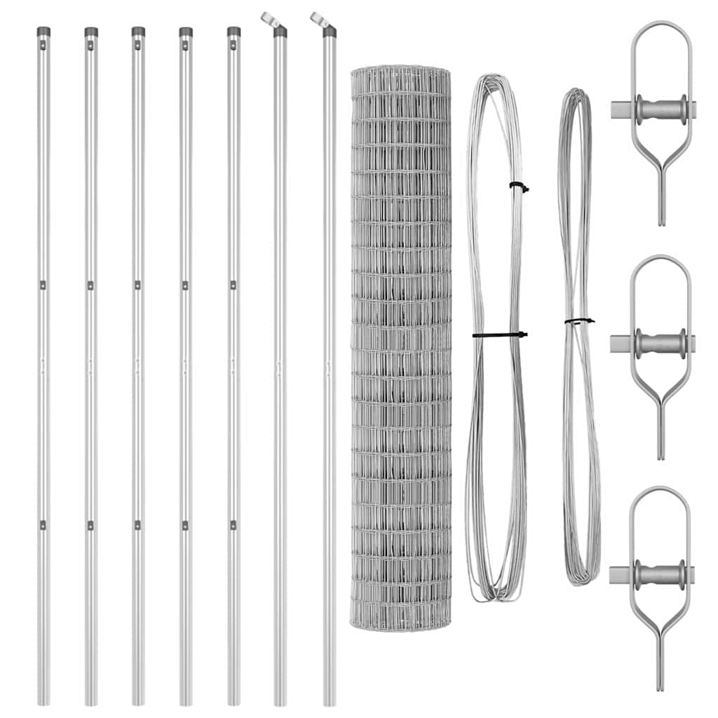 Gard cu Stâlp Argintiu 1,5 x 10 m Oțel și PVC