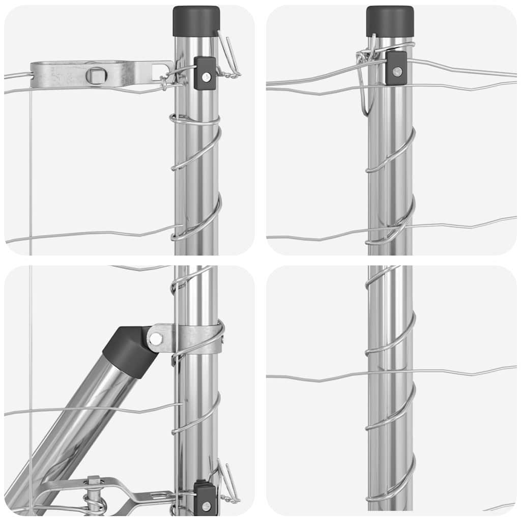 Gard cu Stâlp Argintiu 0,6 x 10 m Oțel și PVC