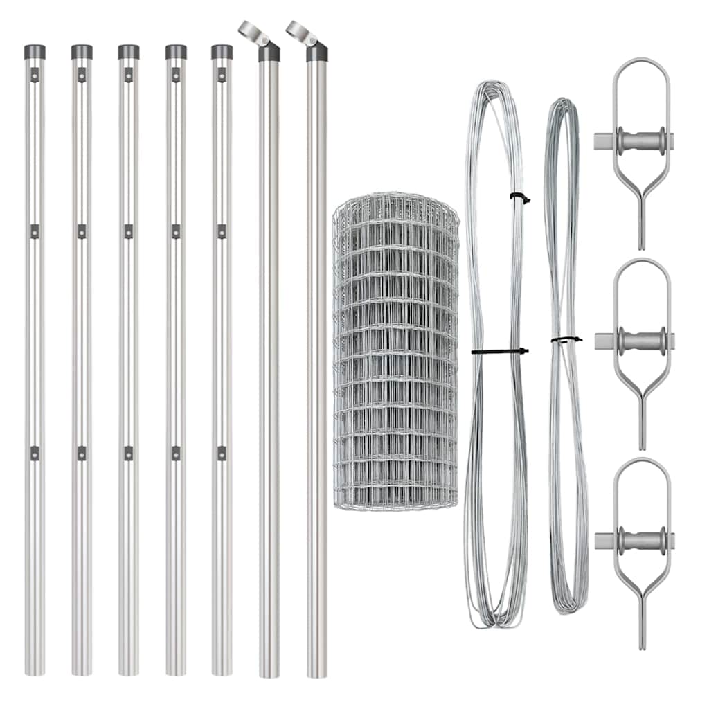 Gard cu Stâlp Argintiu 0,6 x 10 m Oțel și PVC