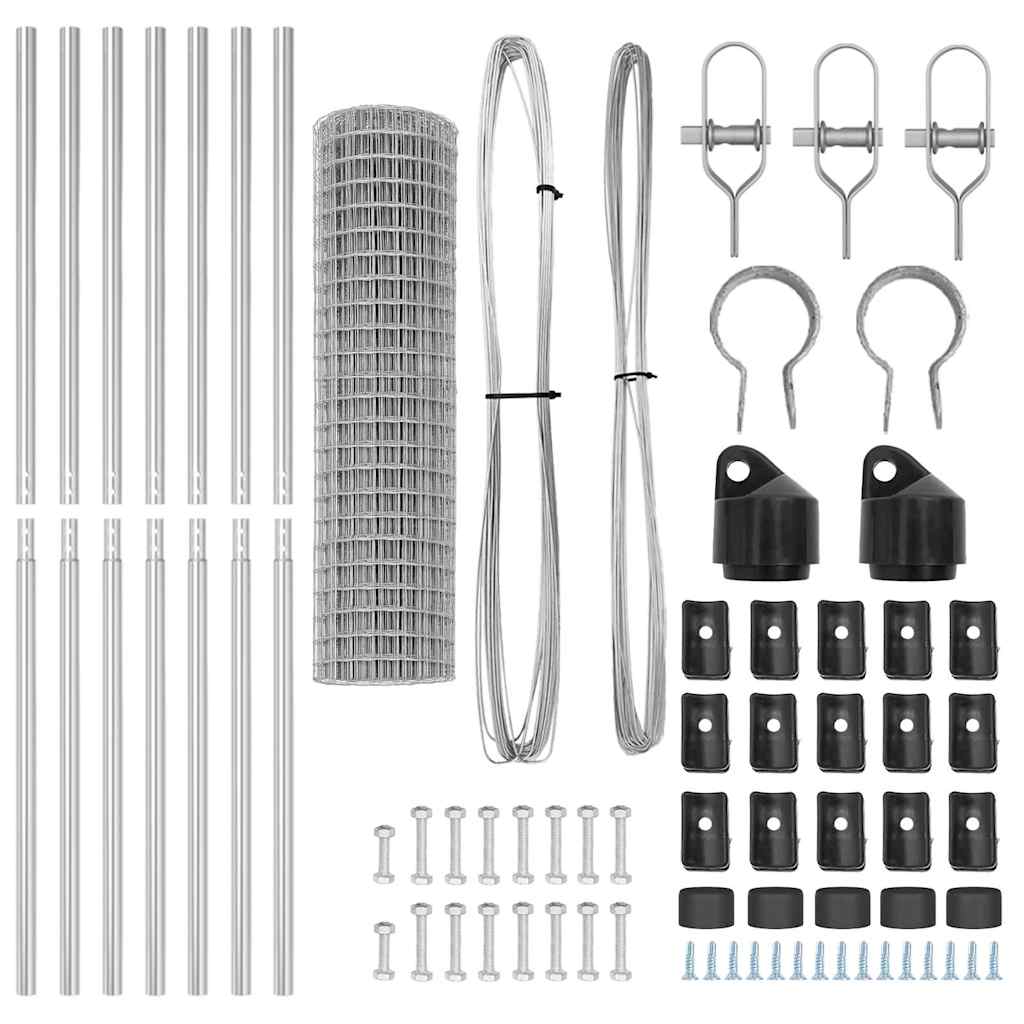 Gard cu Stâlp Argintiu 1 x 10 m Oțel și PVC