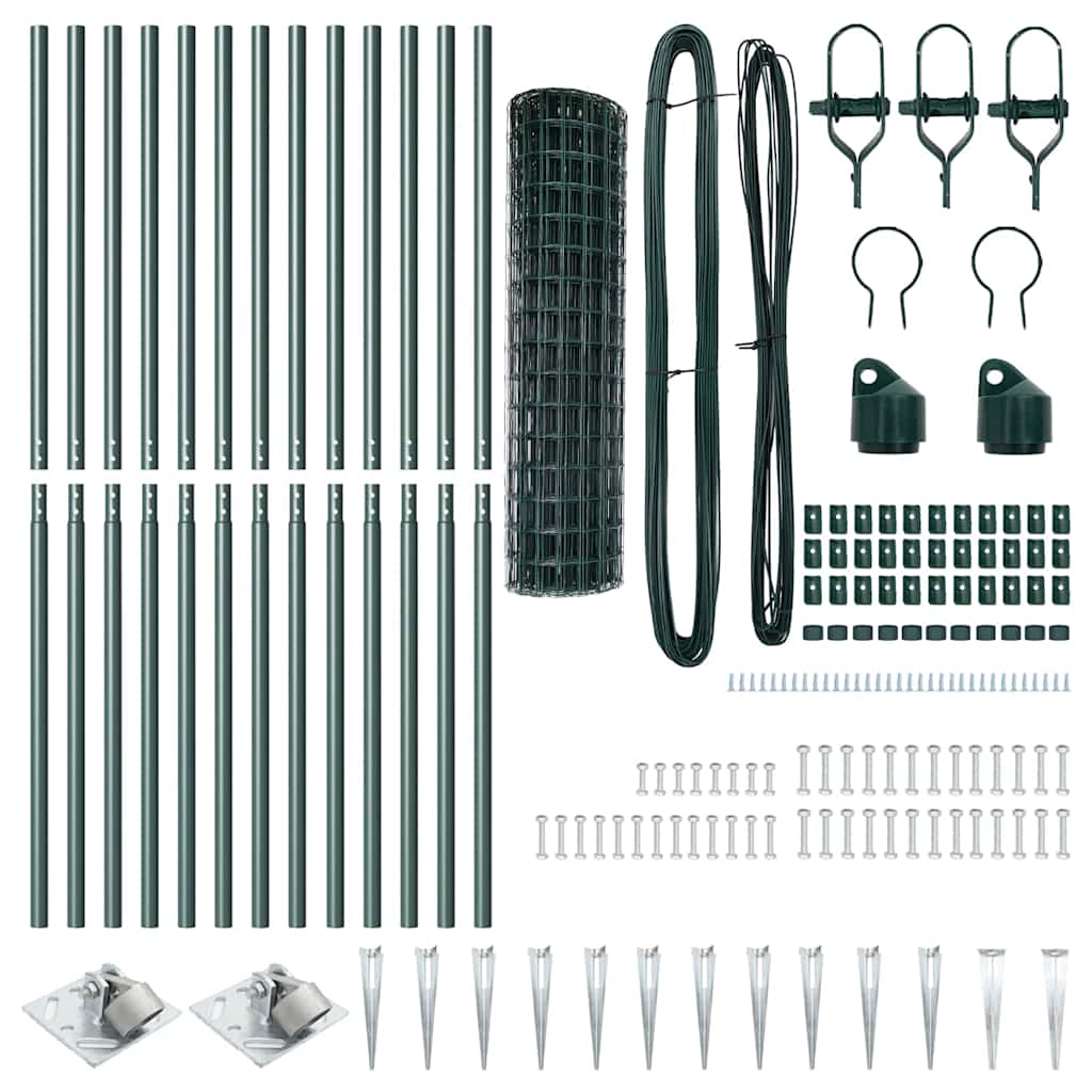 Gard cu Stâlp Verde 1 x 25 m Oțel și PVC
