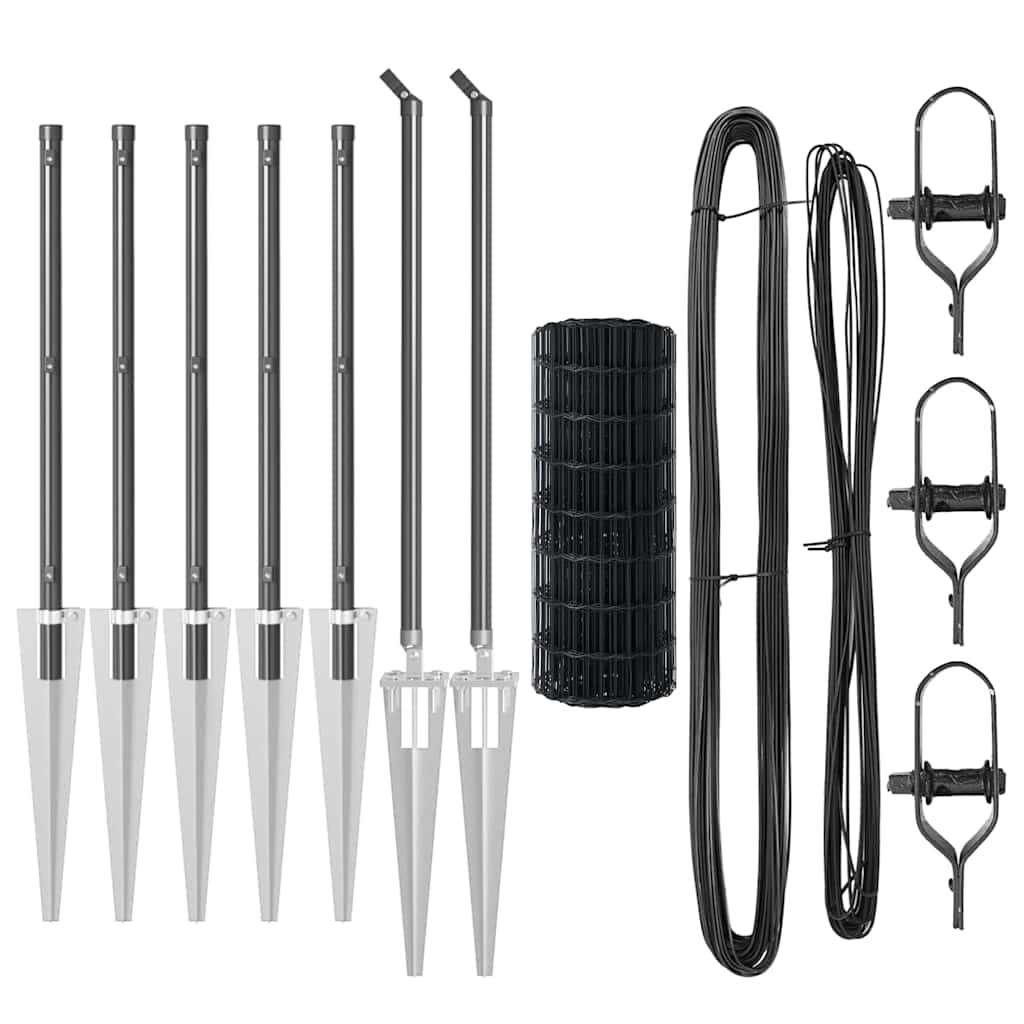 Gard cu Stâlp Gri 0,6 x 10 m Oțel și PVC