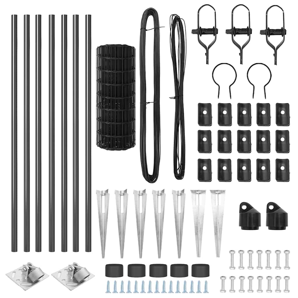 Gard cu Stâlp Gri 0,6 x 10 m Oțel și PVC